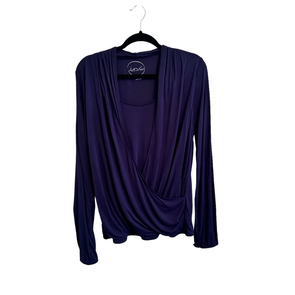 NWT INC Blue Wrap Blouse Size XL